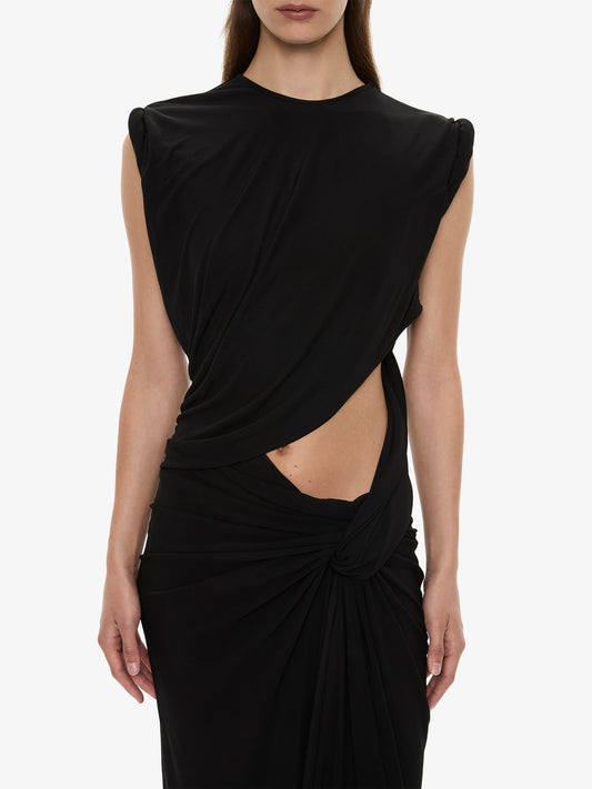 CHRISTOPHER ESBER Twisted Lever Rolled Up Tee Dress (Black)