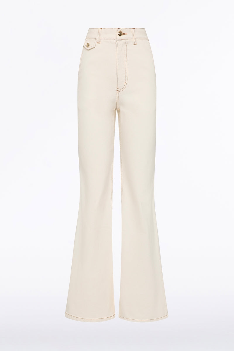 Carla Zampatti Ecru Bootleg Denim Jeans (White)