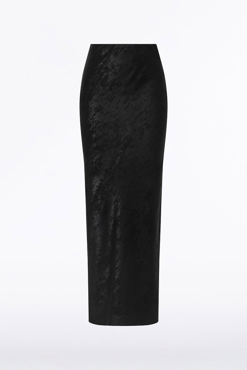 Carla Zampatti Burnished Metallic Bias Skirt (Black)