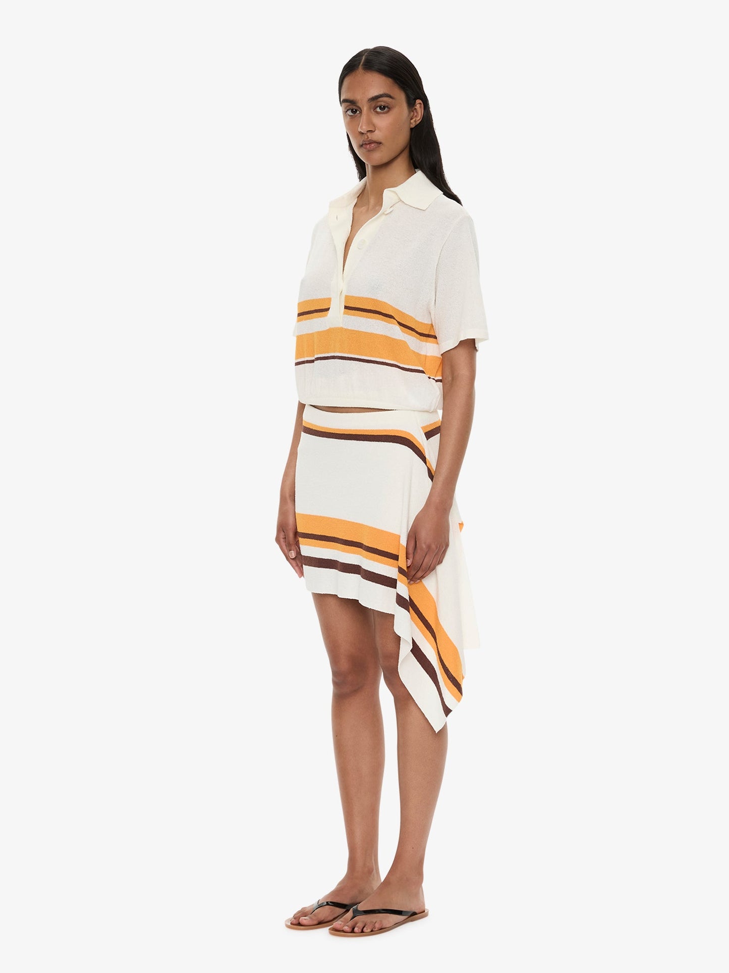 CHRISTOPHER ESBER Straccio Knitted Extension Drape Mini Skirt (Stripe)