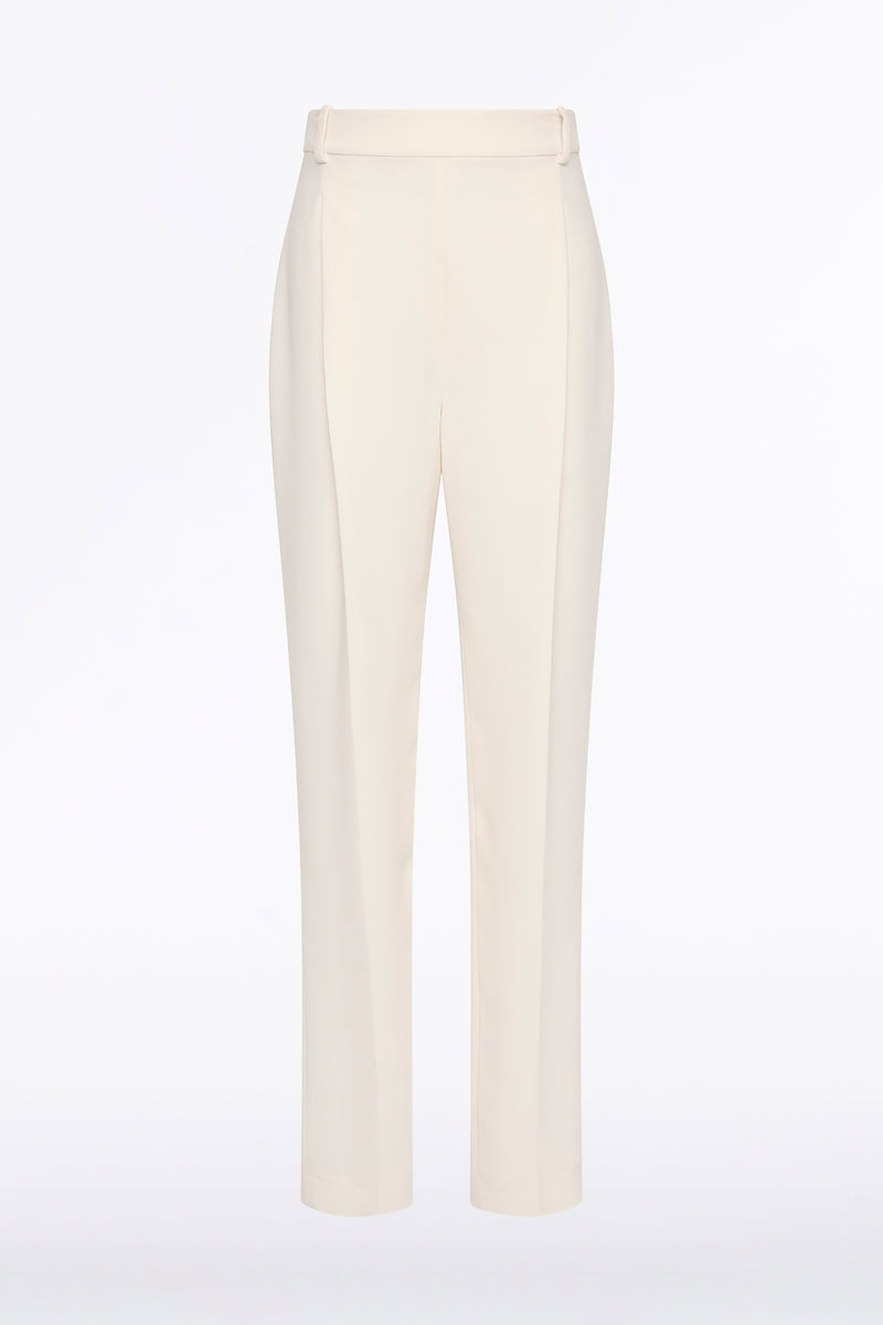 Carla Zampatti Crepe Tapered Leg Pleat Pant (Ivory)