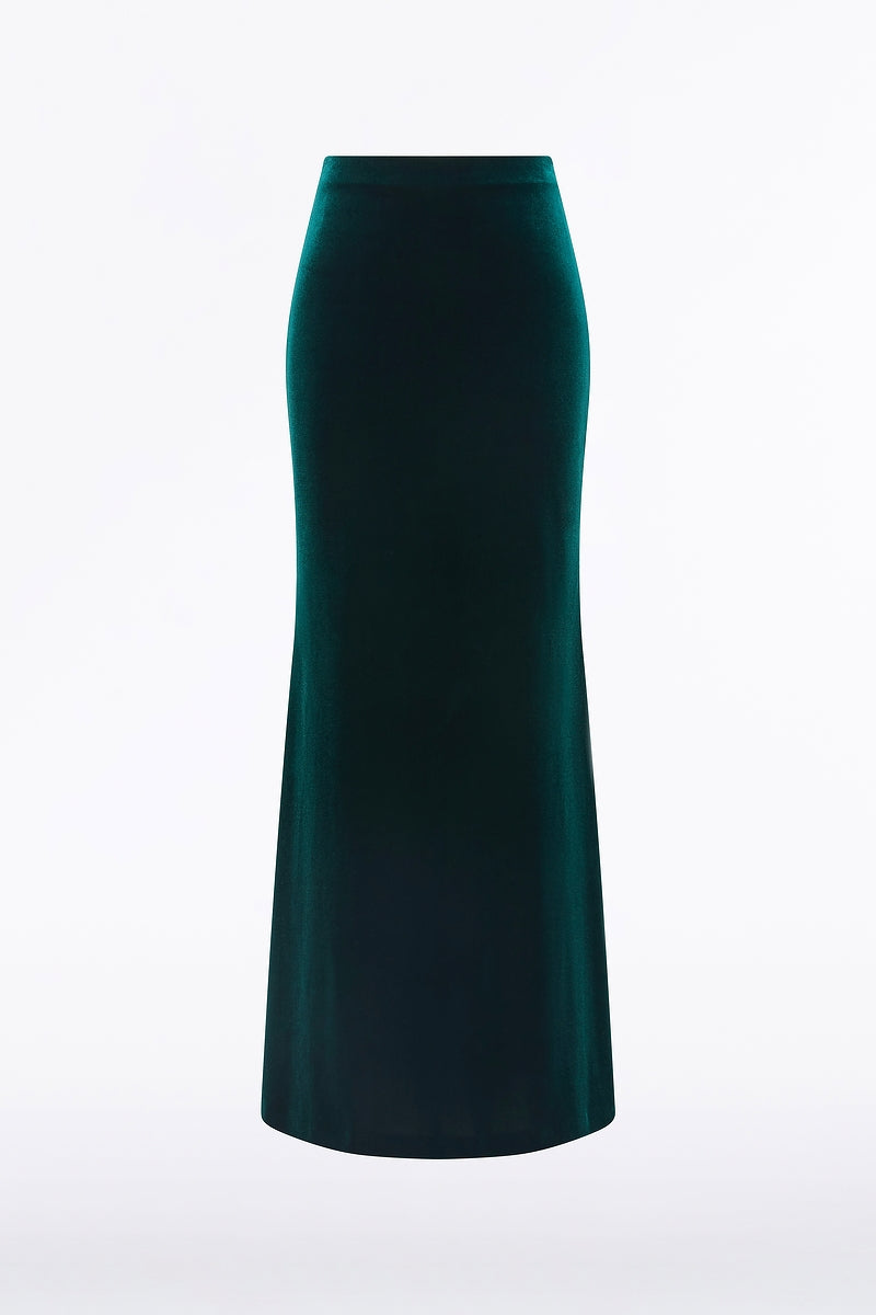 Carla Zampatti Hunter Velvet Column Skirt (Green)
