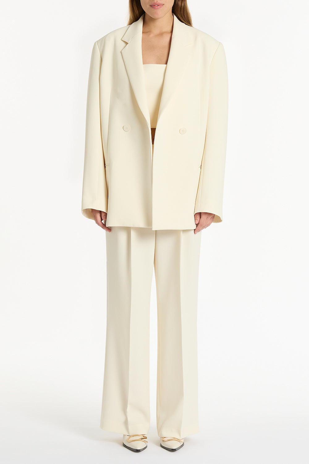Carla Zampatti Crepe Oversized Jacket (Ivory)