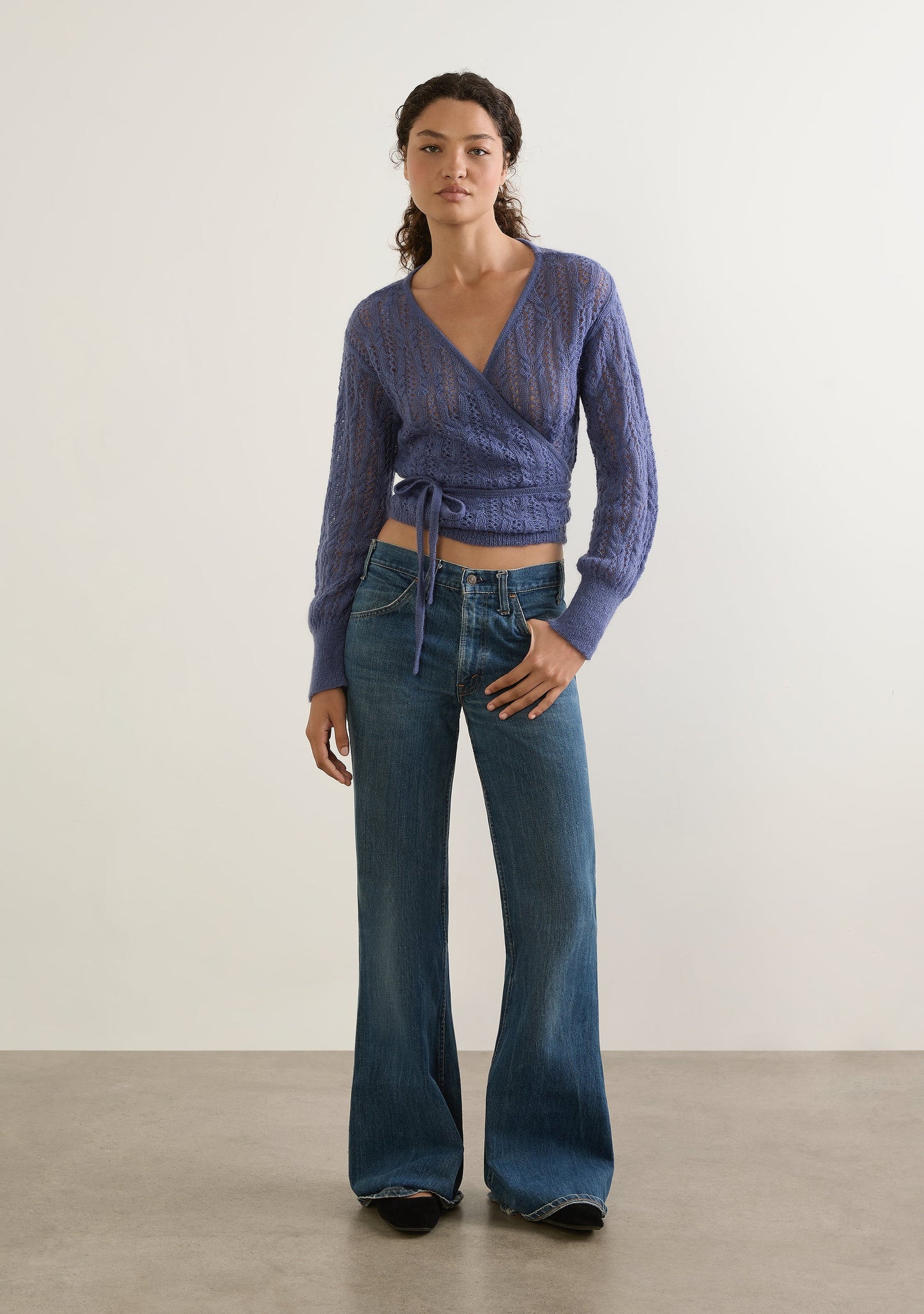 Auguste The Label Rowan Wrap Knit Cardigan (Blue)