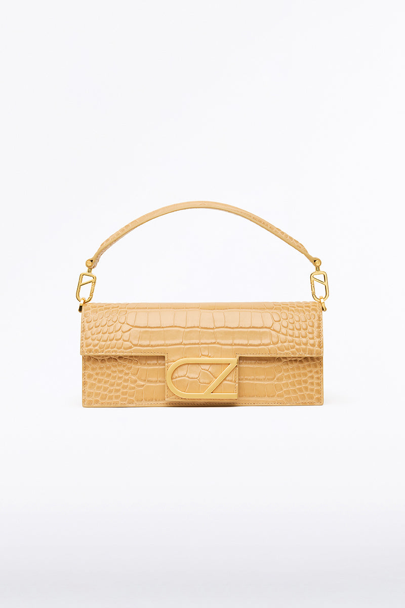 Carla Zampatti Croc Tan La Borsa Bag (Print)