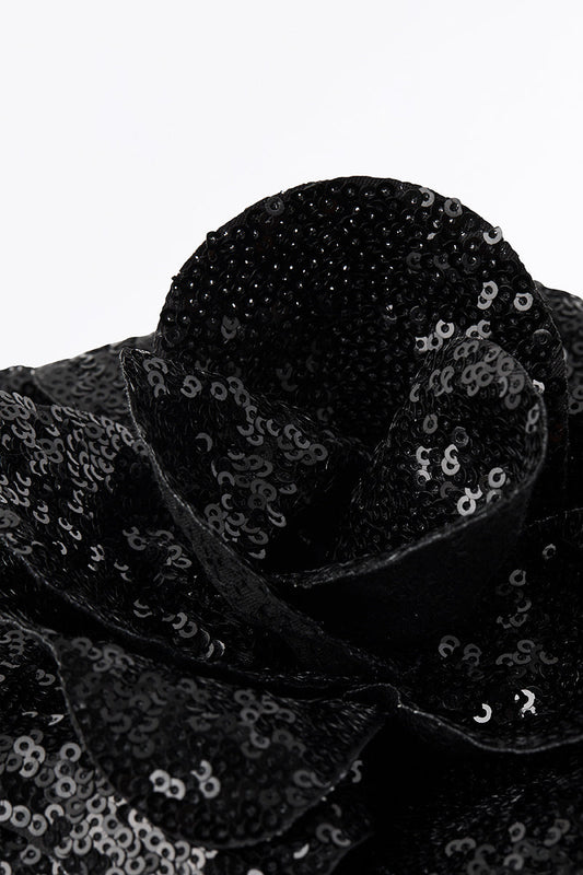 Carla Zampatti Sequin Fiore Brooch (Black)
