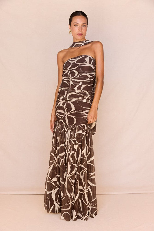 Sass Clothing Hayley Strapless Mesh Dress (Floral)