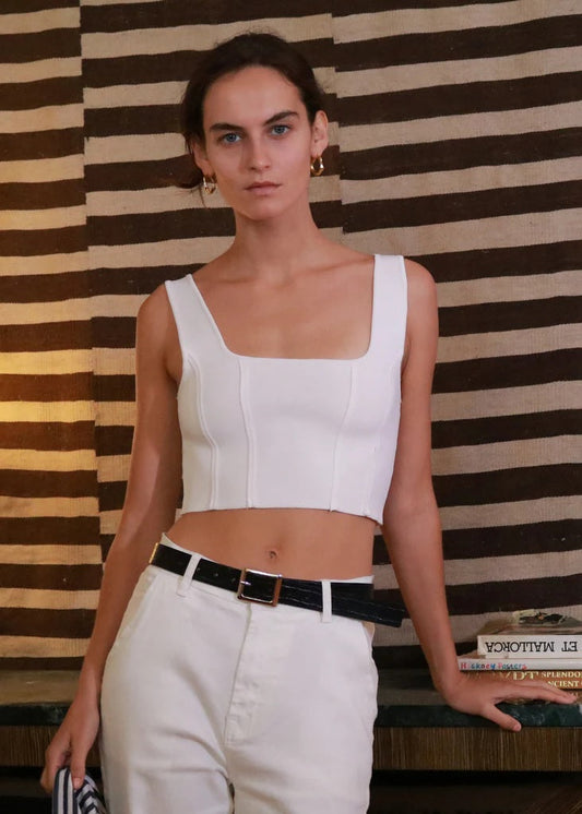 Heychic Bly Knit Crop Top (White)