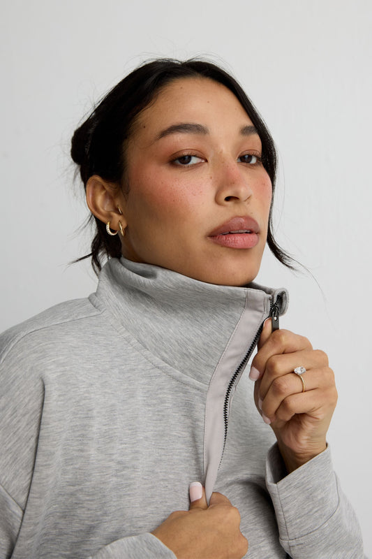 Soft Luxury 1/2 Zip Sweater (Grey)