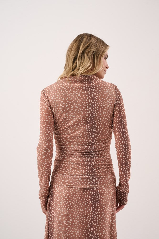 Sass Clothing Allegra Seamed Mesh Top (Deer Print)