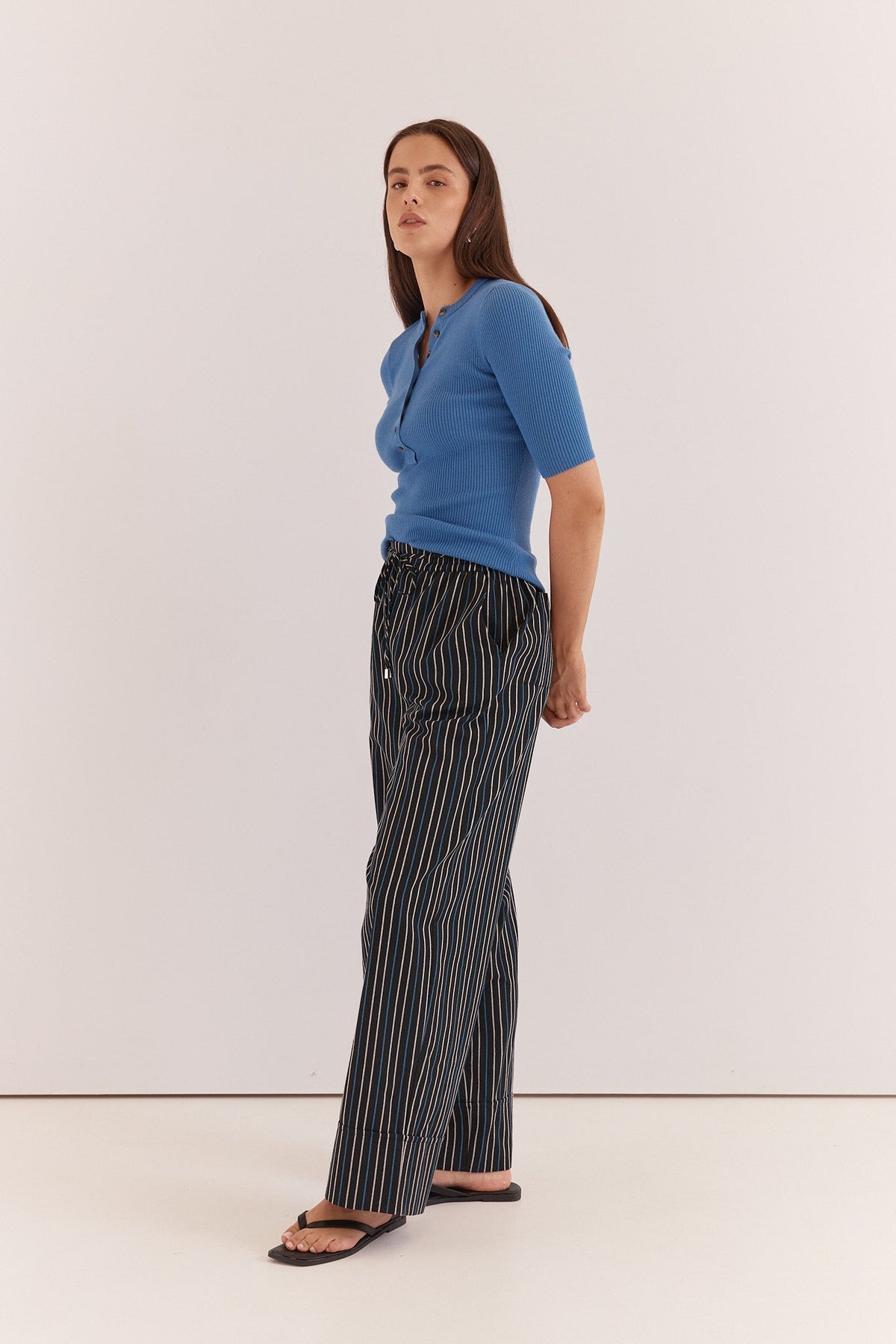 Sass Clothing Sol Resort Pants (Black Cobalt Stripe)