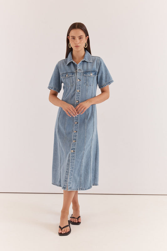 Sass Clothing Kara Denim Midi Dress (90'S Blue)