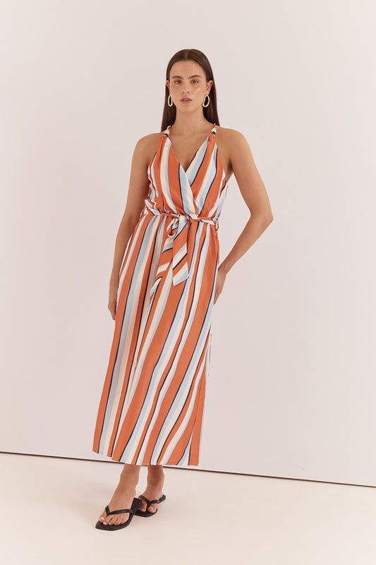 Sass Clothing Carlene Twisted Maxi Dress (Multi Stripe Print)