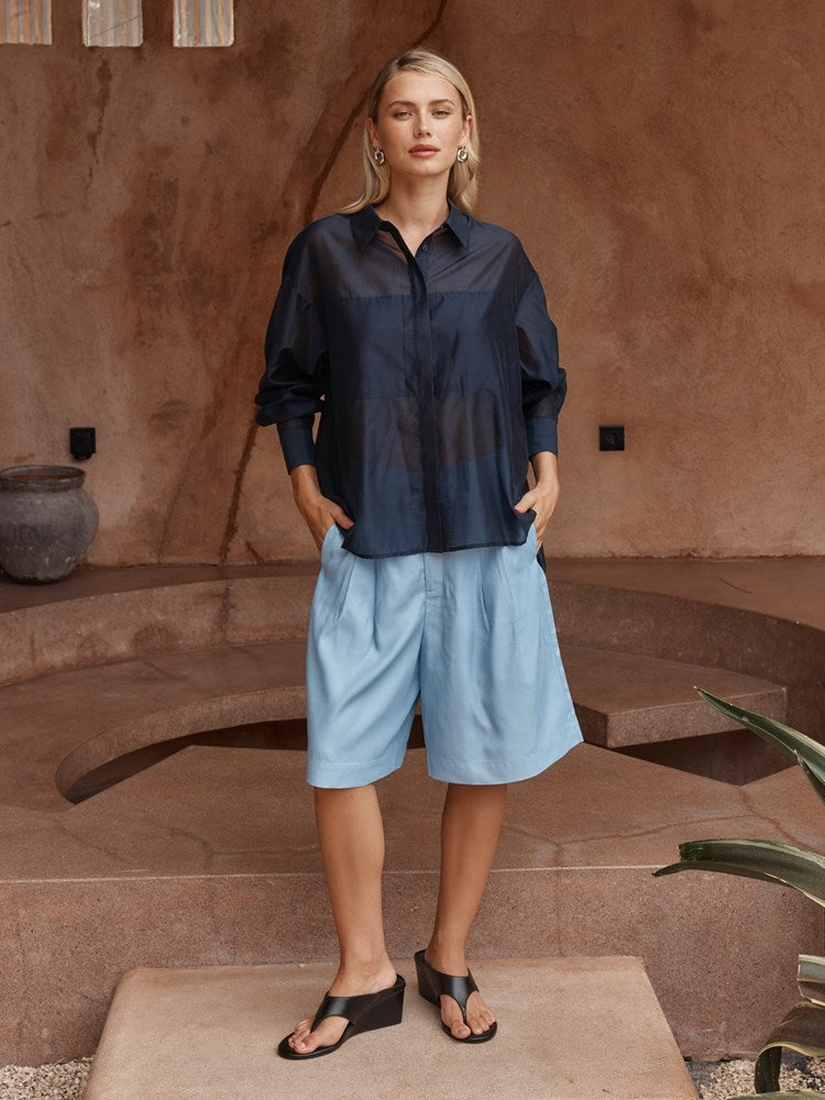 Sass Clothing Val Oversized Shirt (Navy)