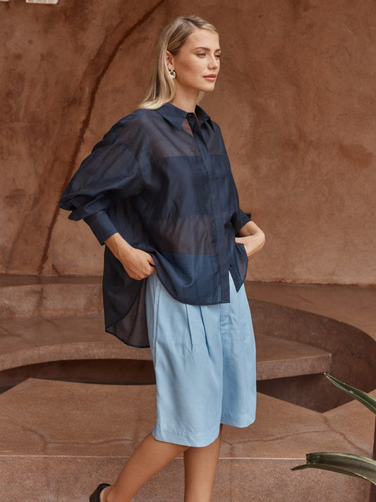 Sass Clothing Val Oversized Shirt (Navy)