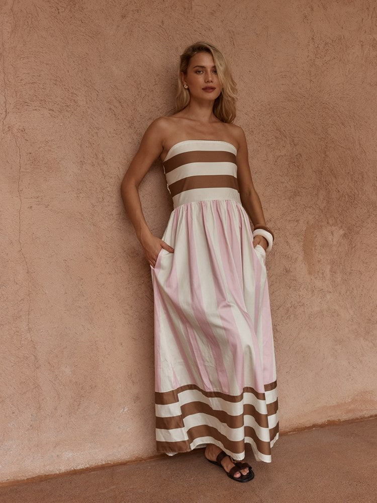 Sass Clothing Nea Spliced Strapless Dress (Neapolitan)