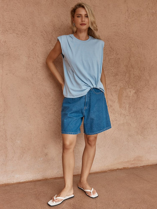 Sass Clothing Marley Knot Front Tank (Sky Blue)