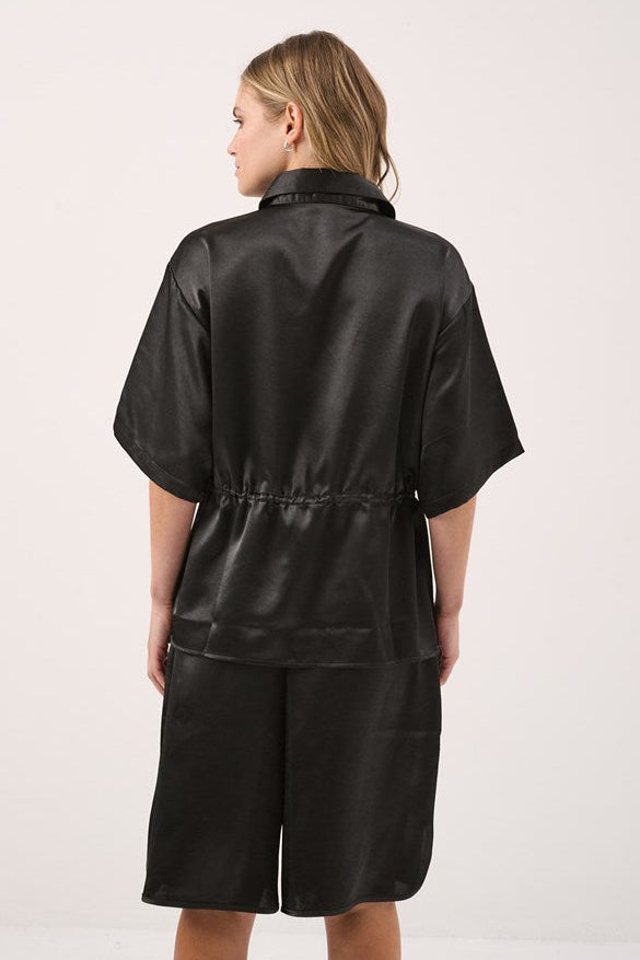 Sass Clothing Kelly Drawstring Collared Shirt (Black)