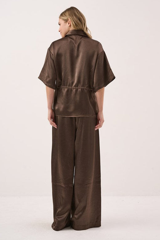 Sass Clothing Aurora Satin Pant (Chocolate)