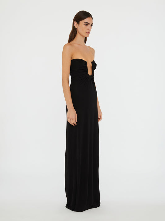 Christopher Esber Arced Palm Strapless Dress (Black)