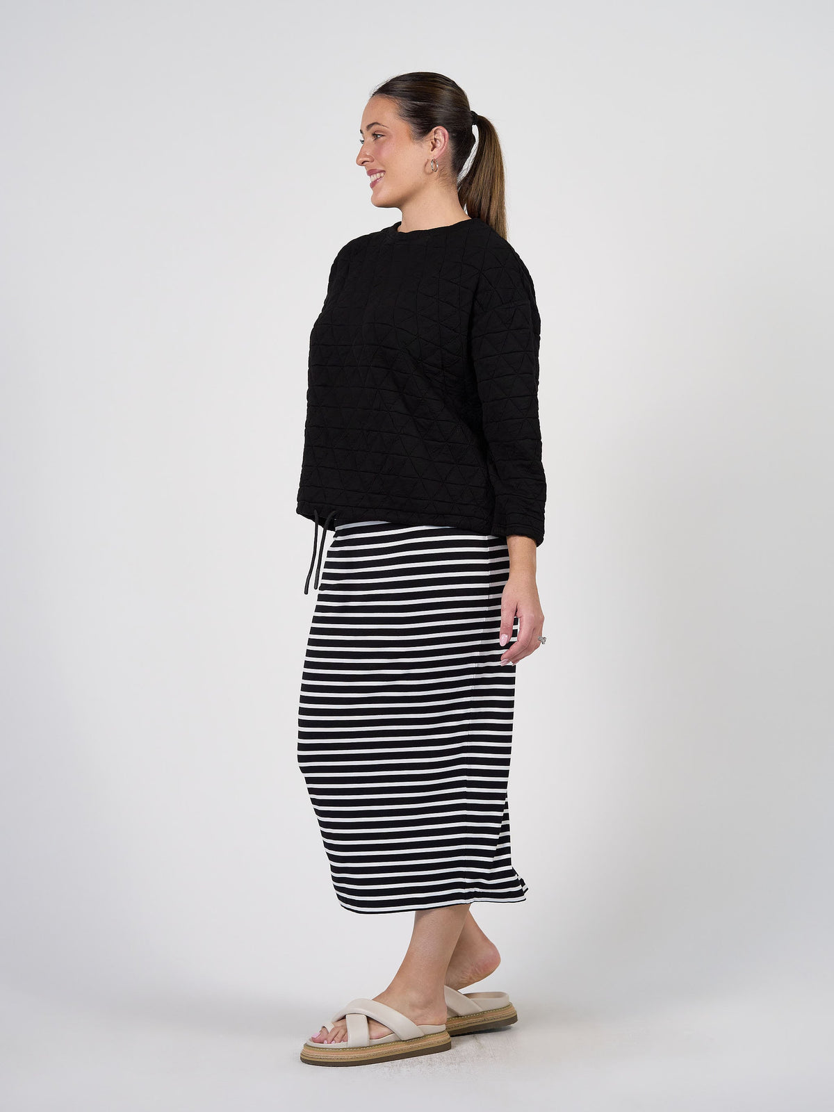 Lou Lou Sacha Oversized Quilted Bamboo Sweater (Olive)