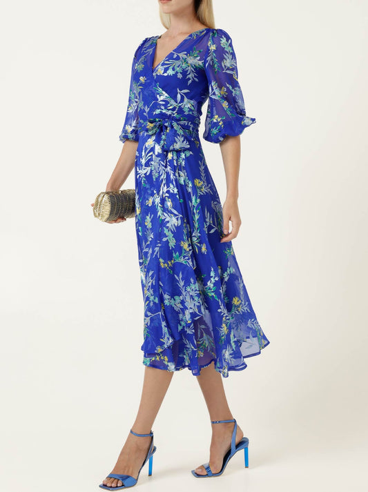 SACHA DRAKE ELSPETH WRAP DRESS (Sapphire Floral)
