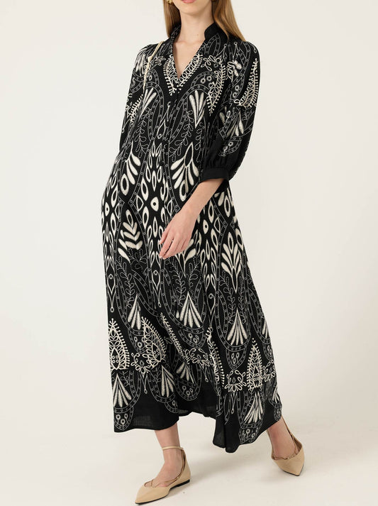 SACHA DRAKE INDIE SHIRTMARKER DRESS (Black/Cream)