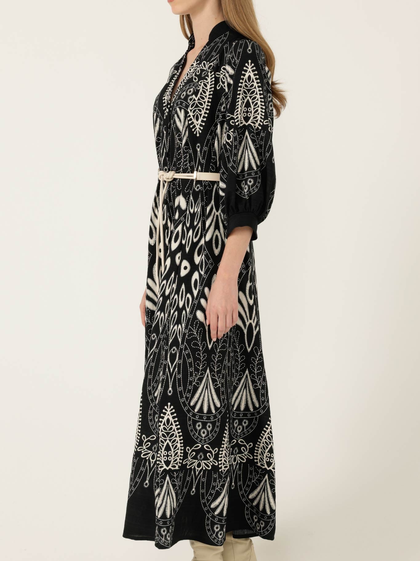 SACHA DRAKE INDIE SHIRTMARKER DRESS (Black/Cream)