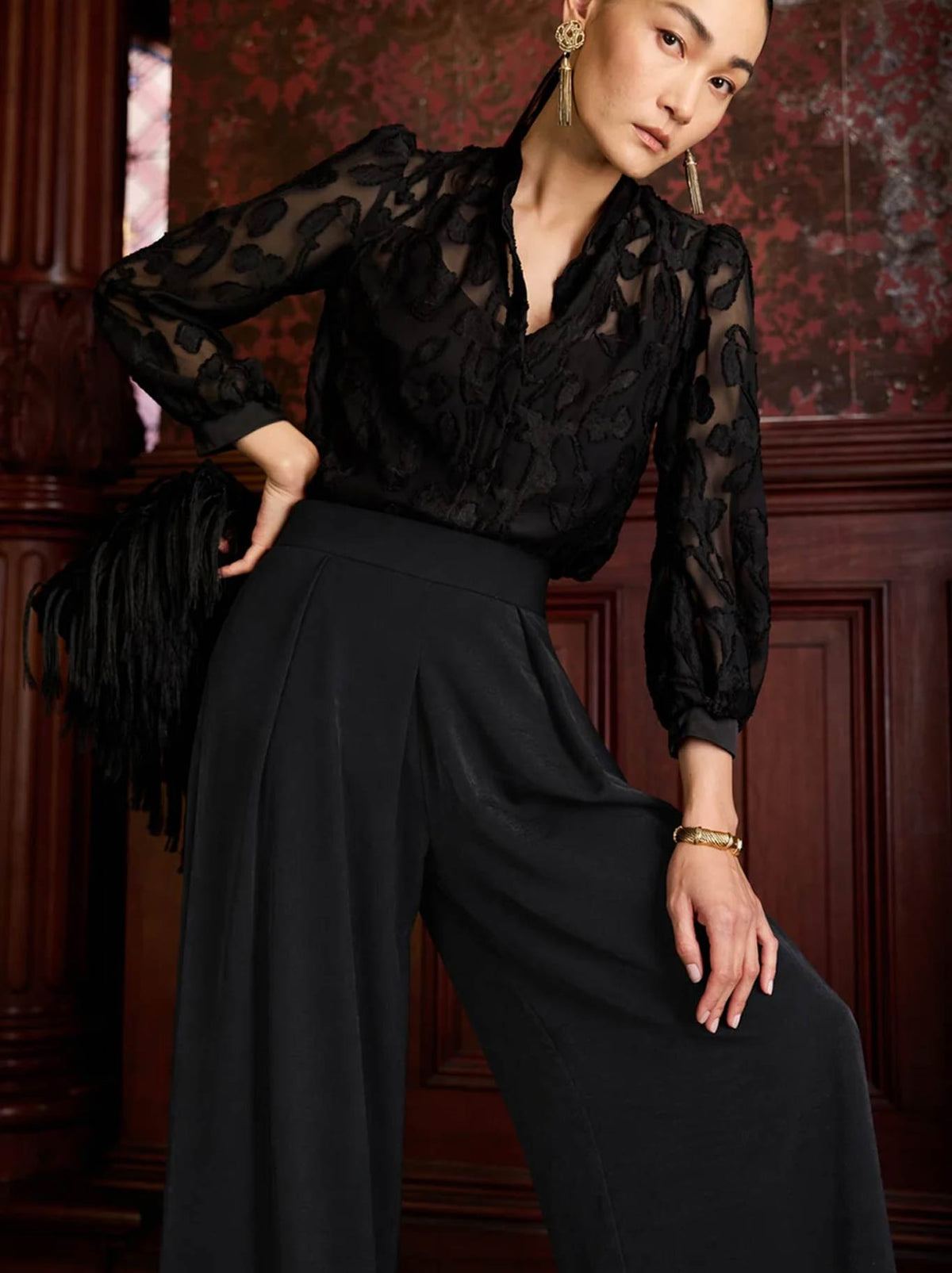SACHA DRAKE LUXE PLEATED TROUSER (Black)