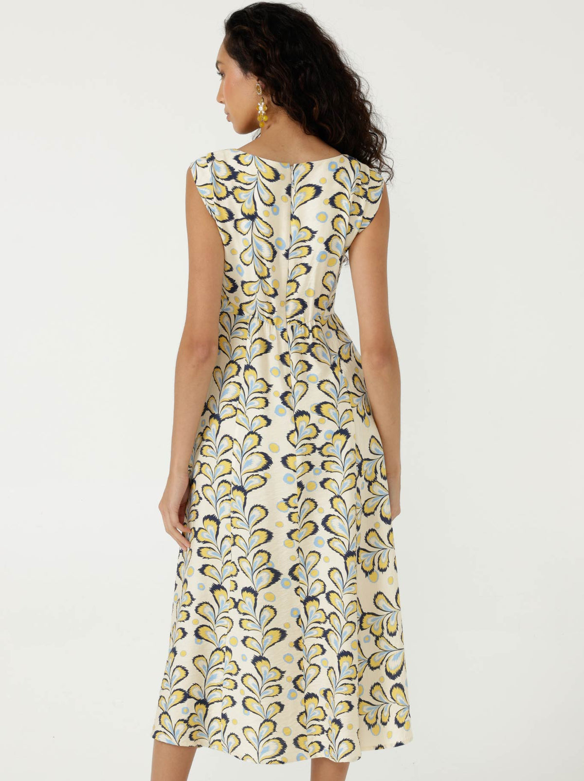 Sacha Drake Macedonia Midi Dress (Lemon Cream Blue)