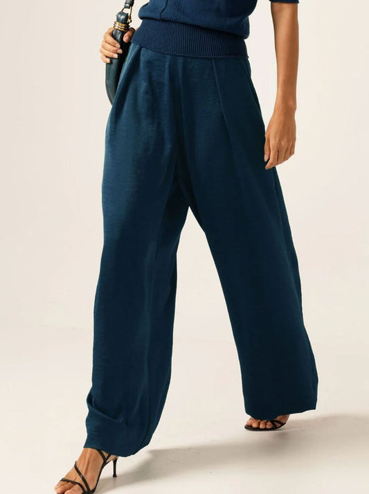 SACHA DRAKE PLEATED TROUSER (Steele Blue)