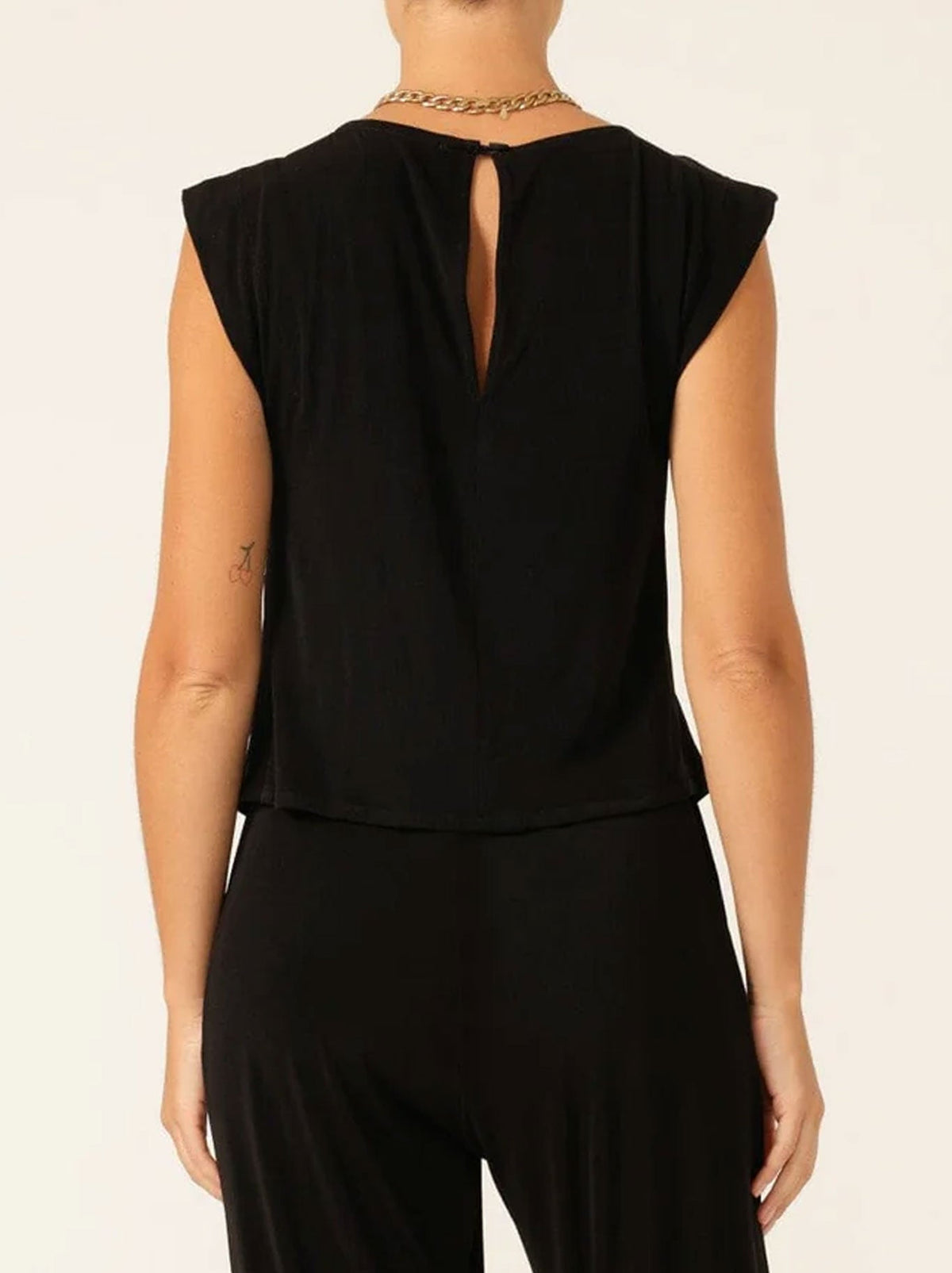 Sacha Drake Pleated Shell Top (Black)