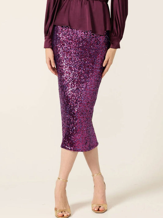 SACHA DRAKE SEQUIN PENCIL SKIRT (Pink)