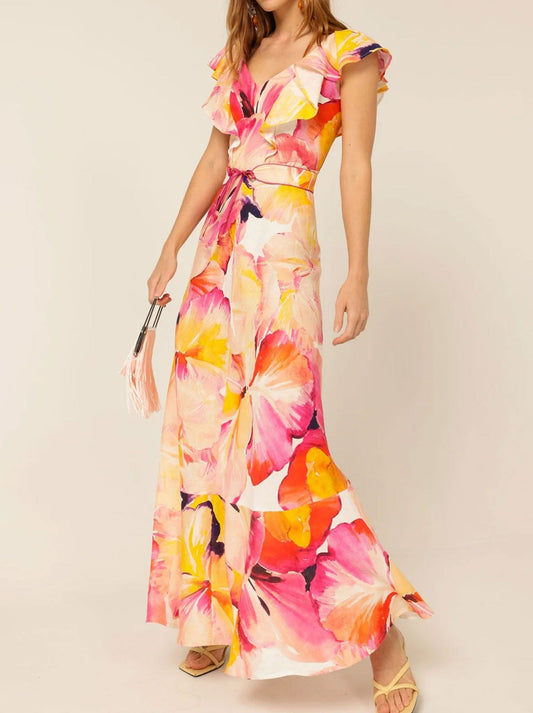 SACHA DRAKE SUMMER FIESTA MAXI DRESS (Pink Orange Hibiscus)