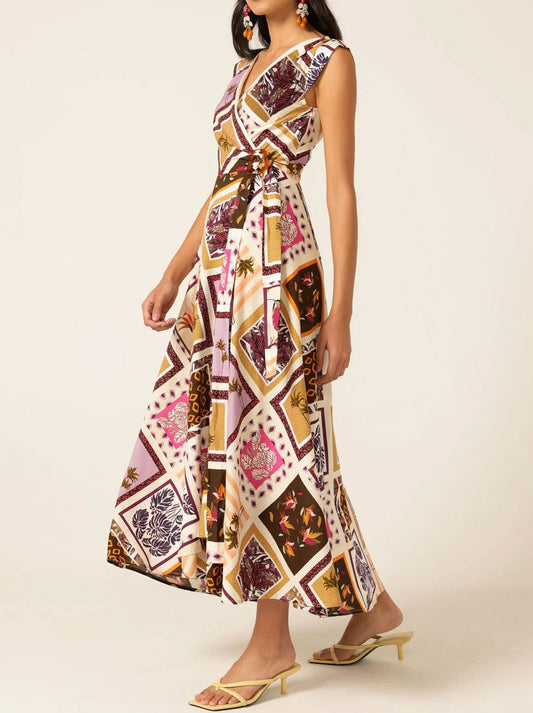 Sacha Drake Sunset Chase Wrap Dress (Magenta Chocolate Tile)