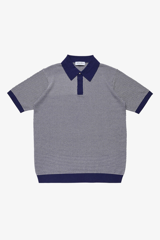 Anthony Squires Santi knitted jacquard S/S polo (Blue)