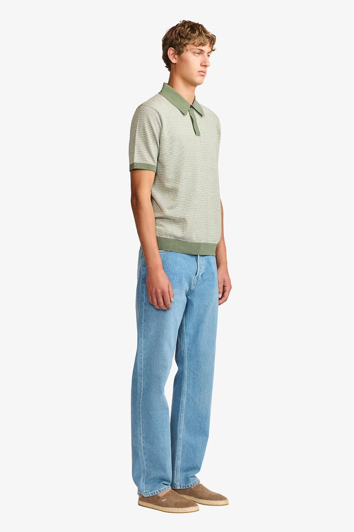 Anthony Squires Santi knitted jacquard S/S polo (Olive)