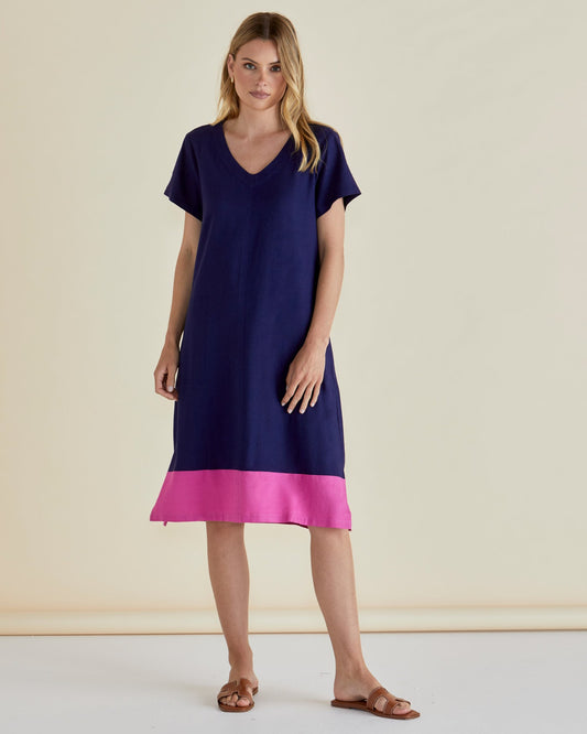 Betty Basics Elwood Dress (Navy/Pink)