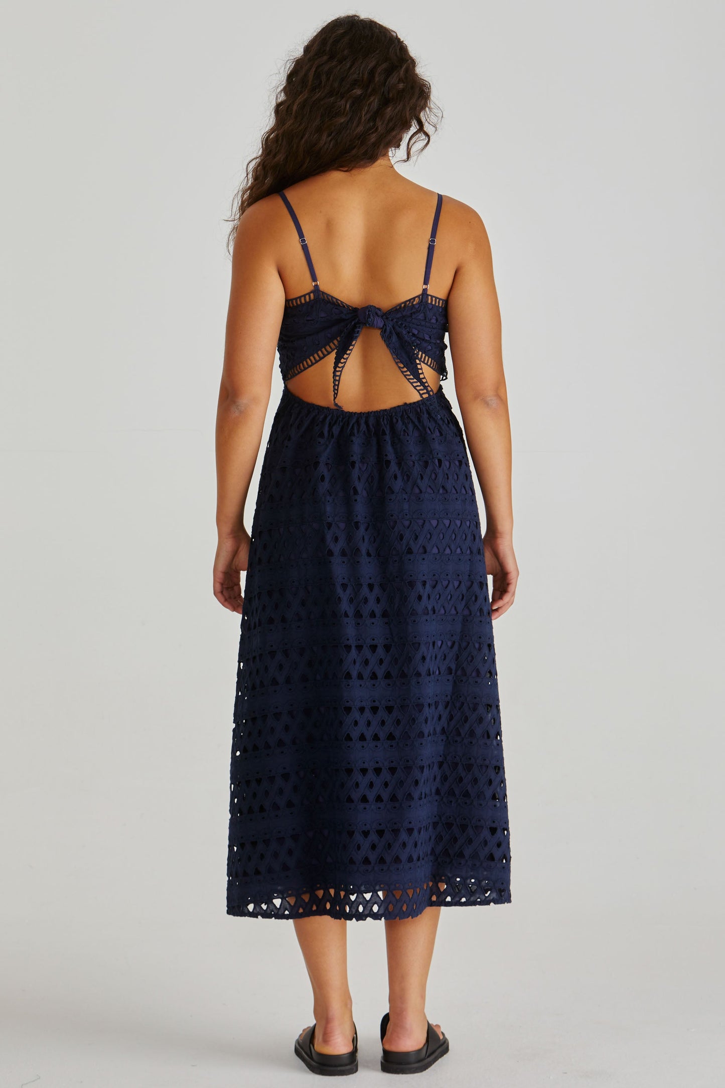 Sass Clothing Kali Broderie Dress (Navy)