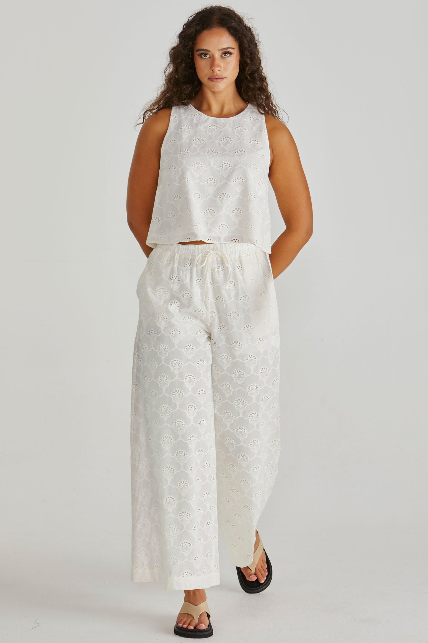 Sass Clothing Zimmy Broderie Pant (Cream)