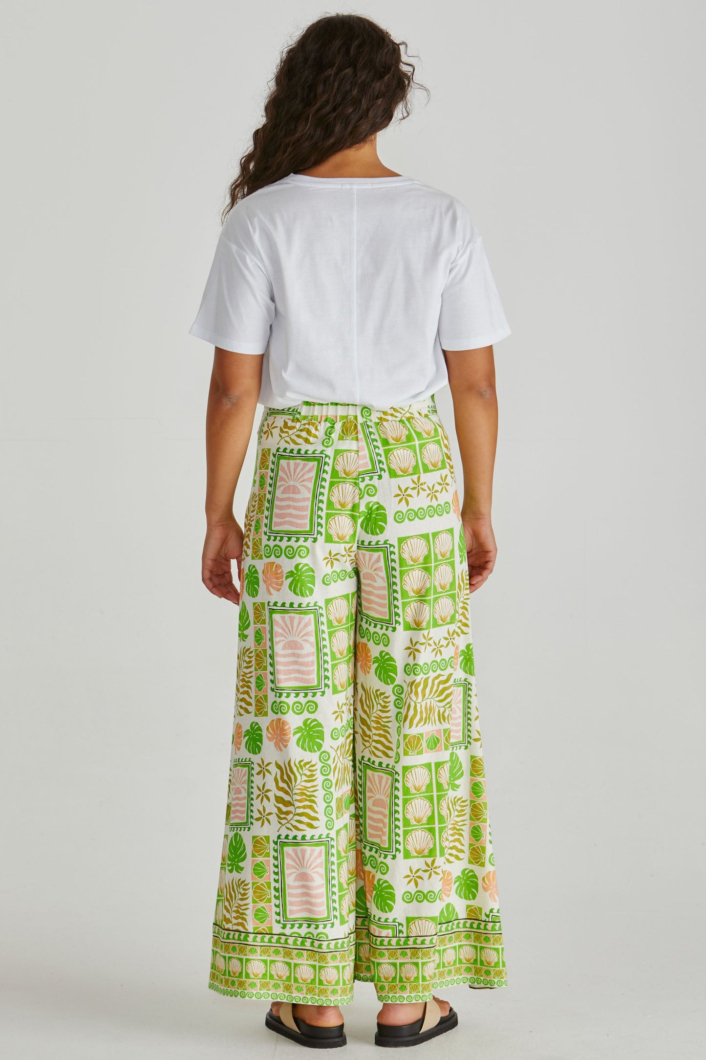 Sass Clothing Emmett Wide Leg Pant (Green Shell Patchwork)