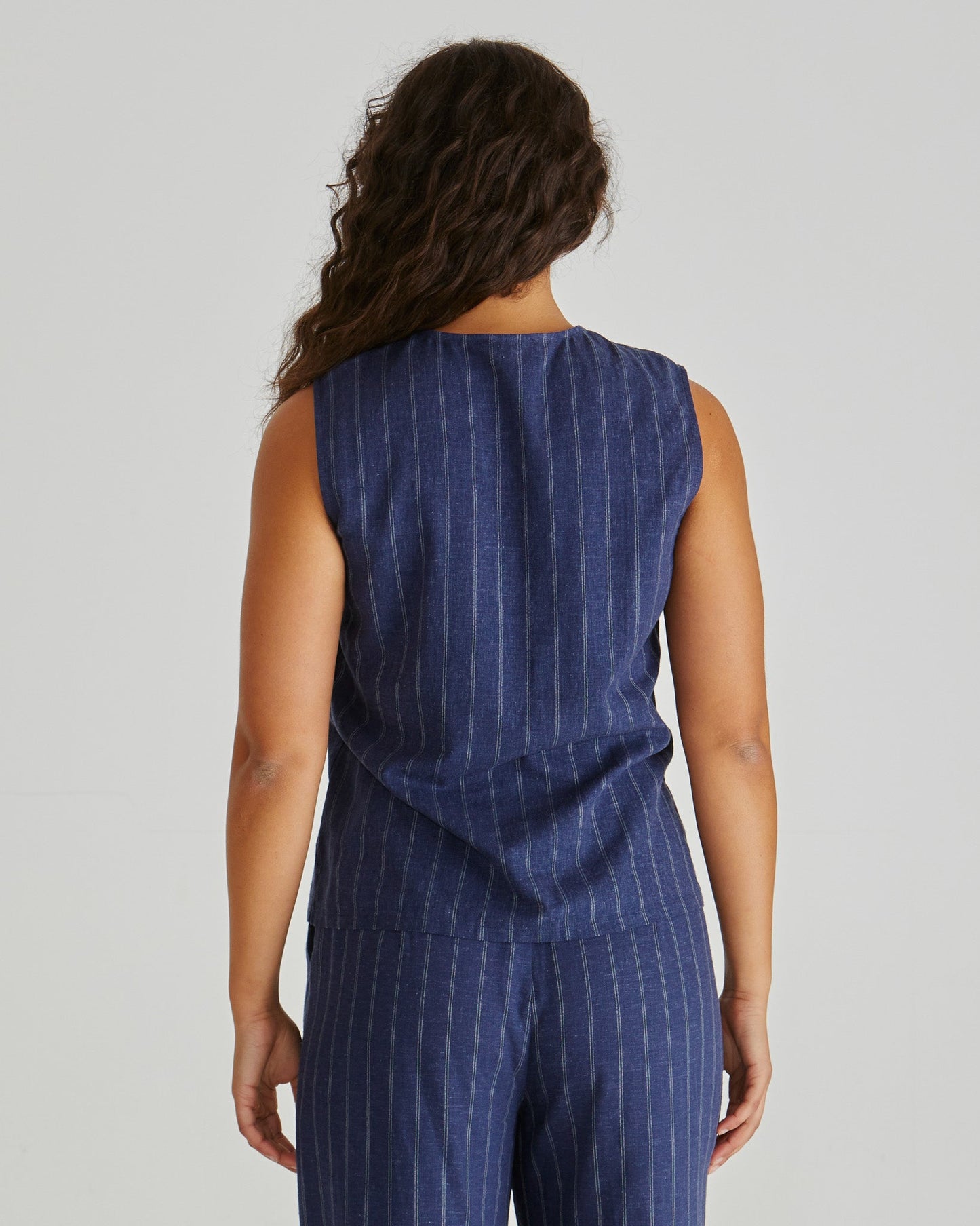 Sass Clothing Petra Vest (Navy Pinstripe)