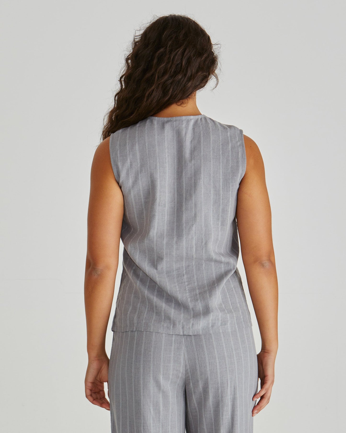 Sass Clothing Petra Vest (Grey Pinstripe)