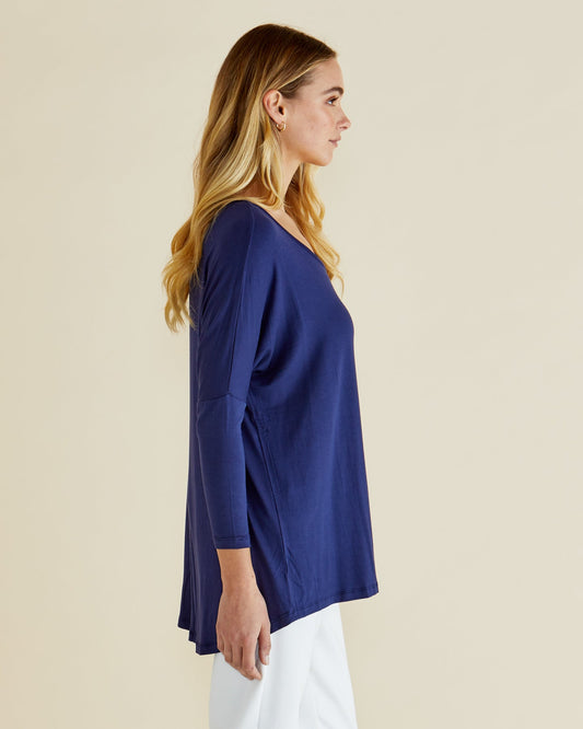 Betty Basics Milan 3/4 Sleeve Top (Navy)