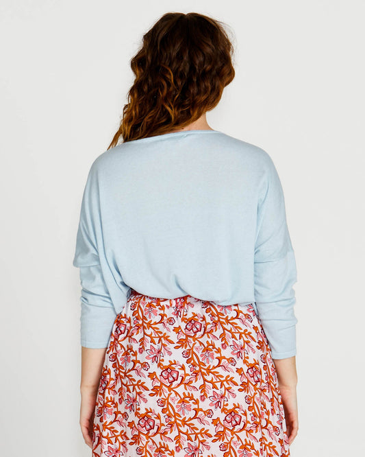Sass Clothing Shiv Oversized Cotton Lightweight Batwing Knit (Ice Blue)
