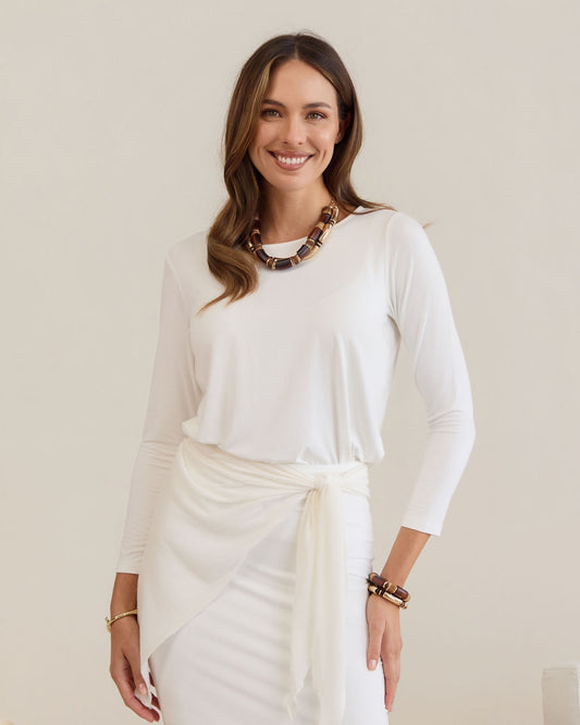 Lou Lou Adele Long Sleeve Bamboo Top (Cream)
