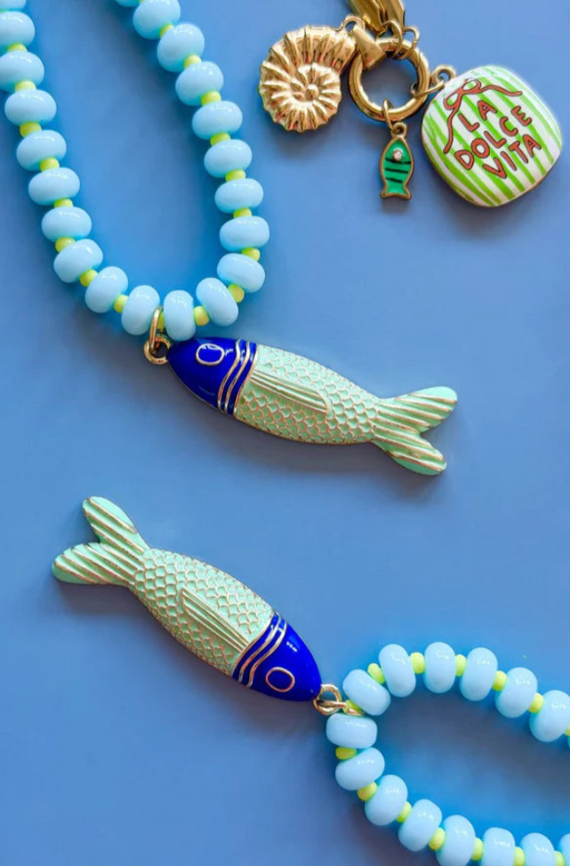 Image of Necklaces. Product name - Catch Of The Day Gem Necklace in Blue colour by brand - Betty Basics