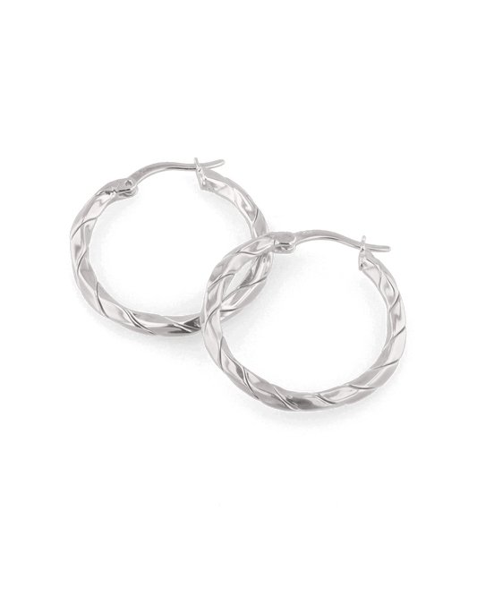 LAVANA Sculptural Silver Hoop Earrings