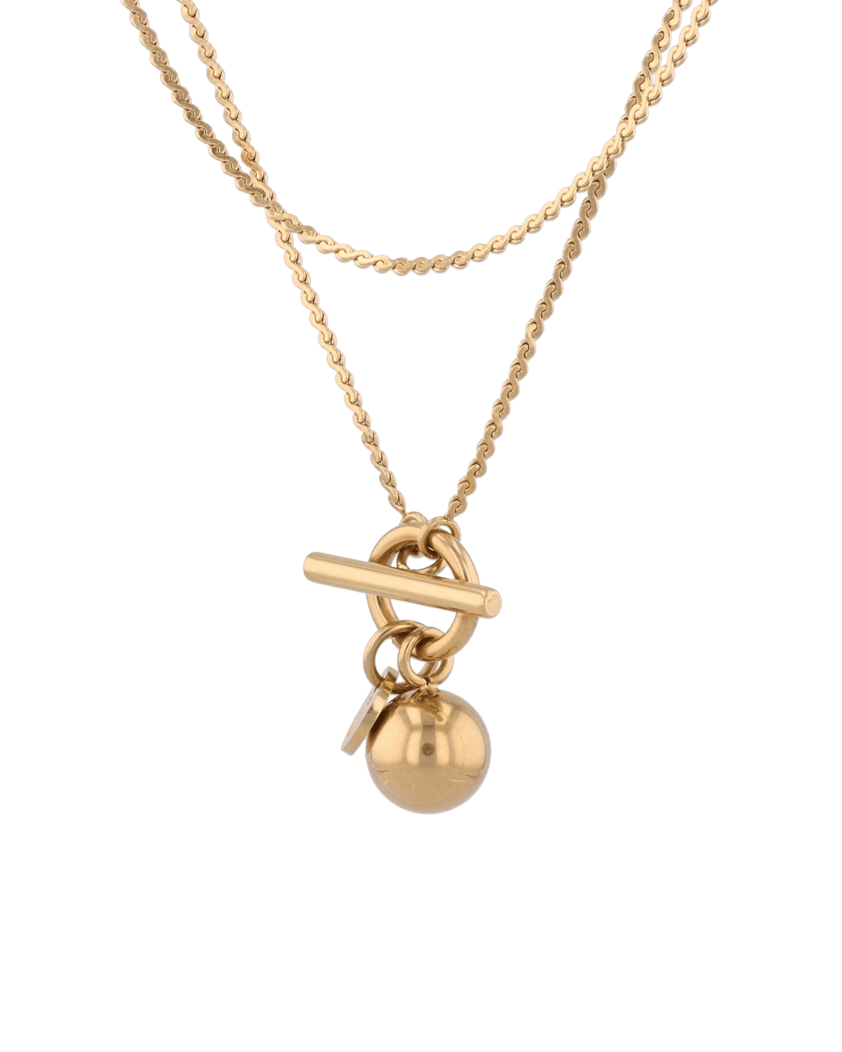 LAVANA Serpentine Gold Lariat Chain Necklace