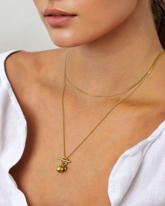 LAVANA Serpentine Gold Lariat Chain Necklace